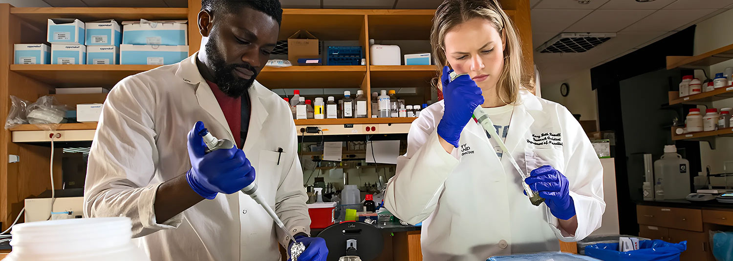 Neurobiologists working in a lab